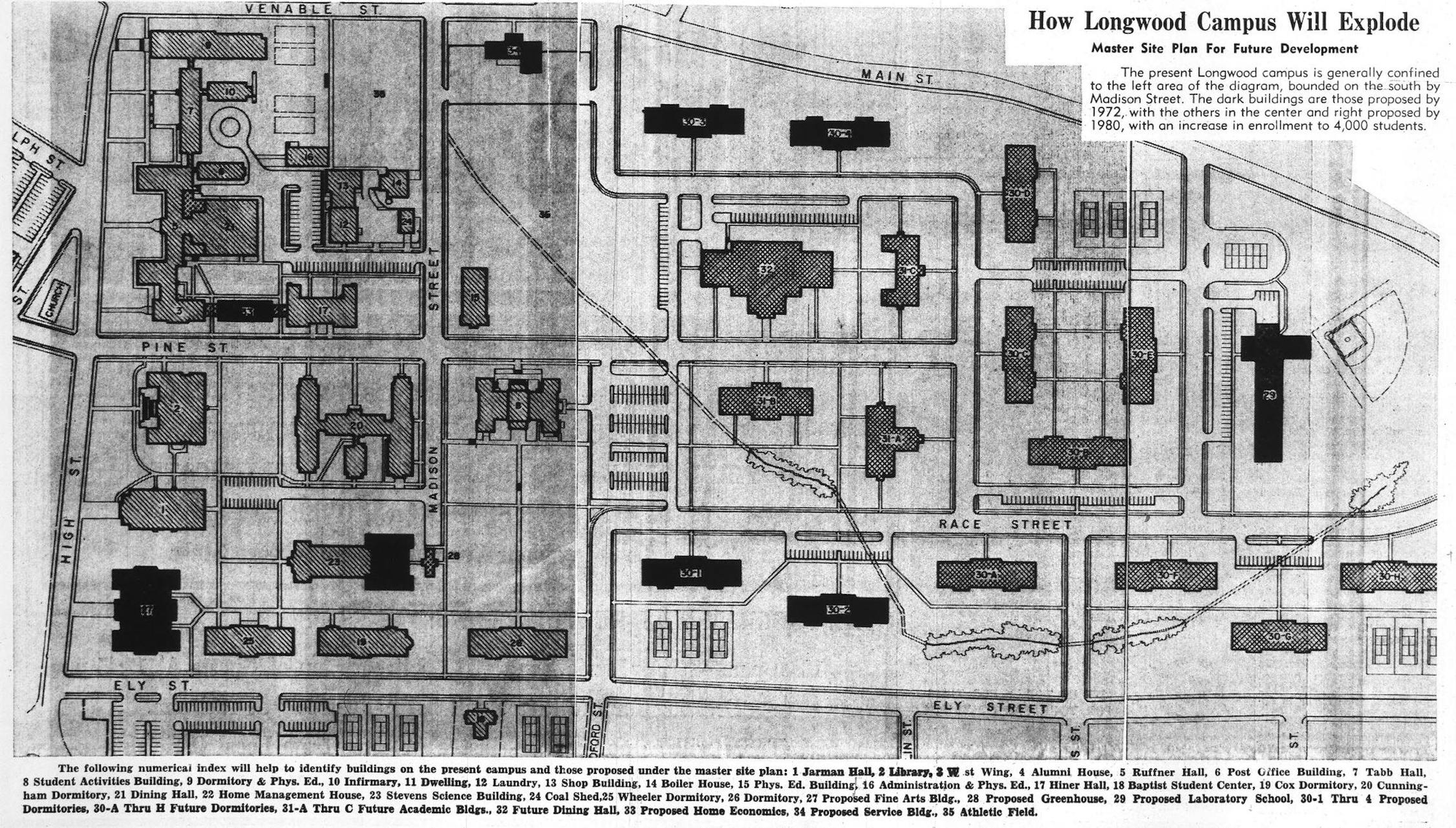 Map of Proposed Longwood Expansion, 1966