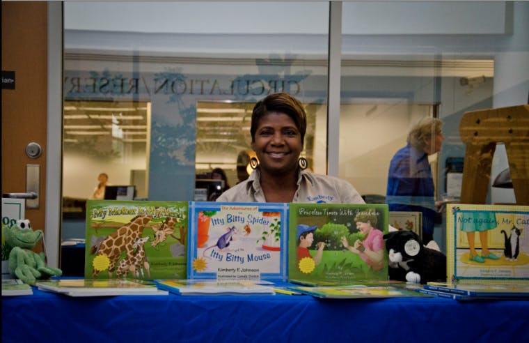 Kimberly P. Johnson in Greenwood Library