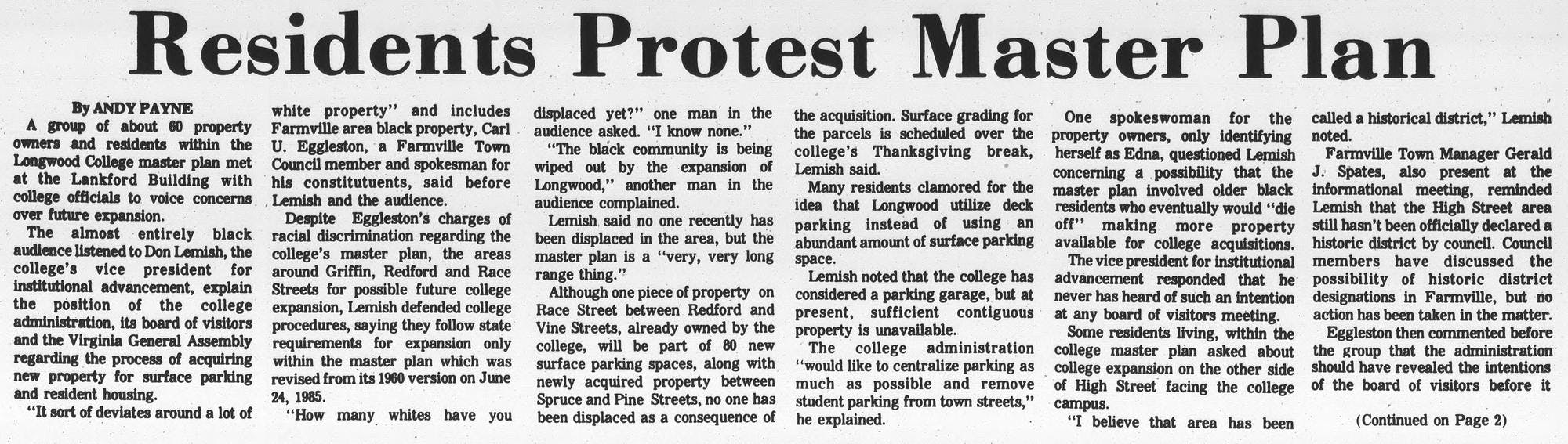 "Residents Protest Master Plan"