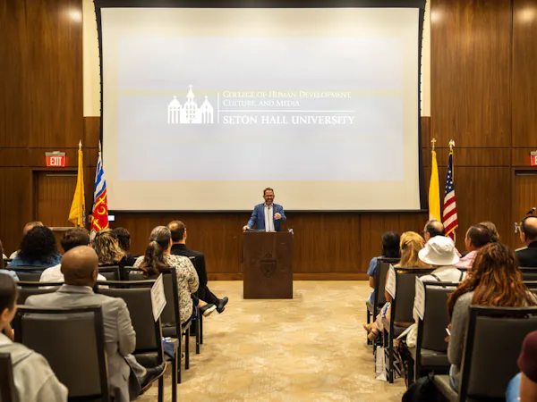 Dean Crable speaks at CHDCM Fall 2026 Convocation, Seton Hall Flickr