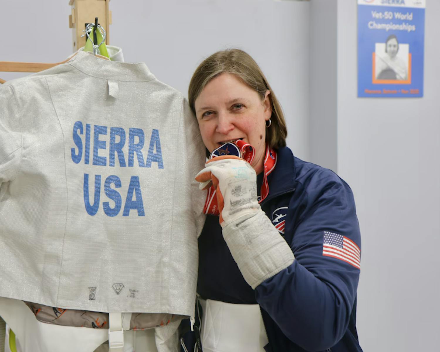 Kate Sierra at the 2025 Veteran World Fencing Championship | Photo via Kate Sierra