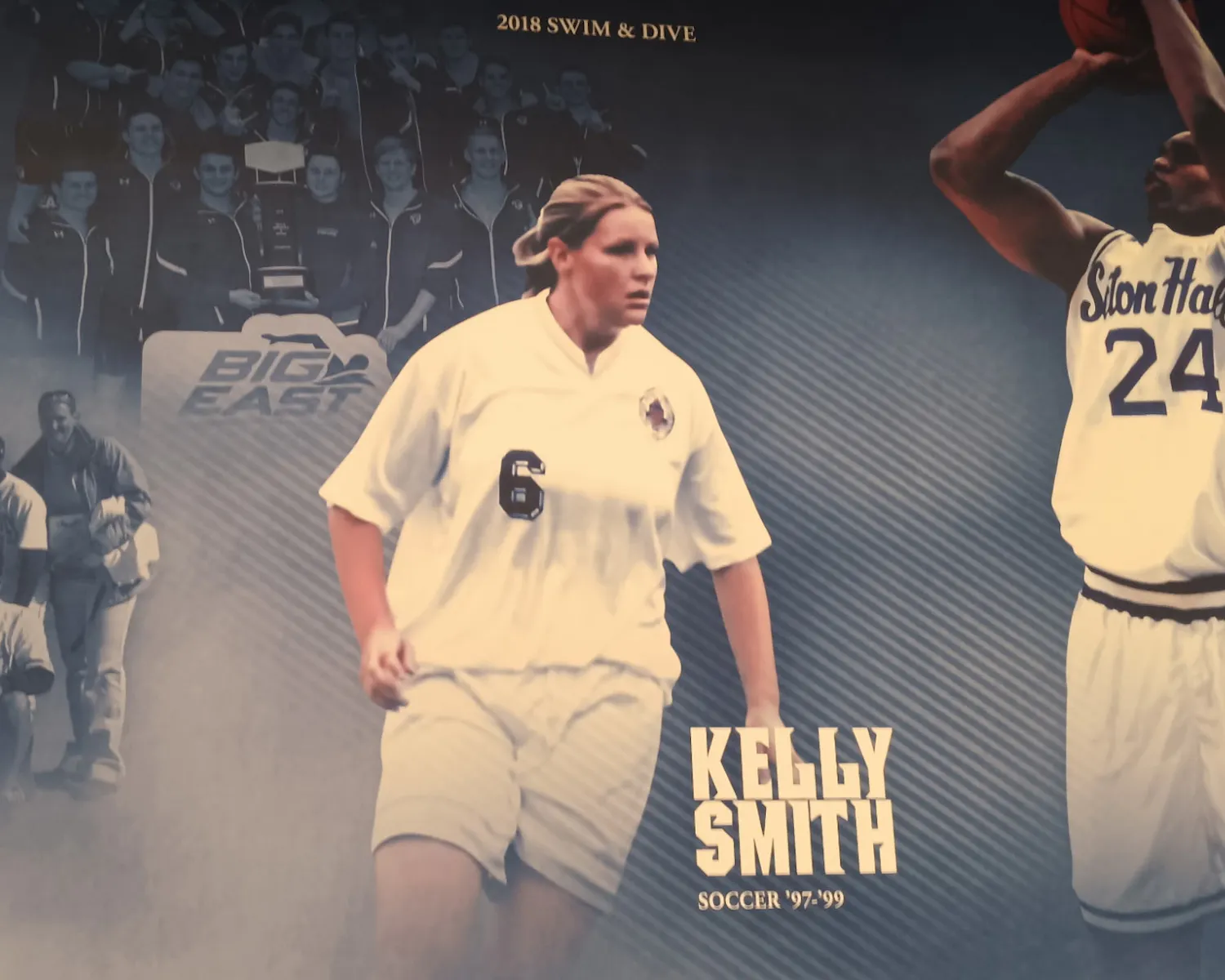 Kelly Smith's portrait displayed on the walls of Walsh Gym | Photo by Rickiya Coulton