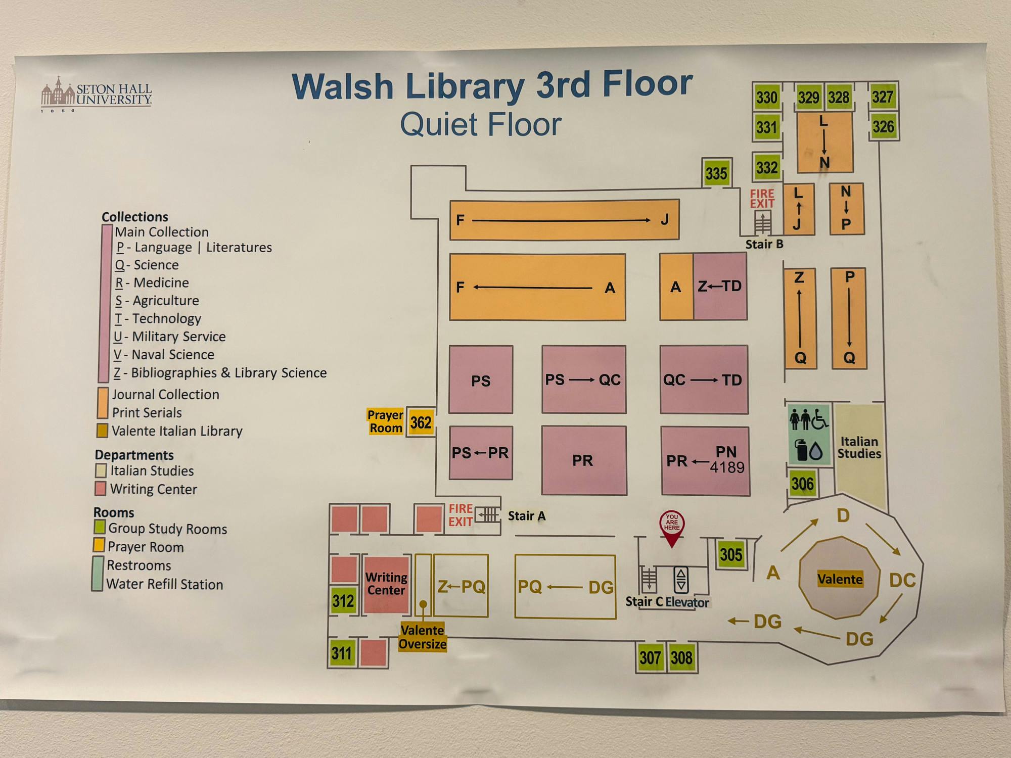 "Quiet Floor" Signs in the Library on the 3rd Floor | Photo by Natalie Nojaim