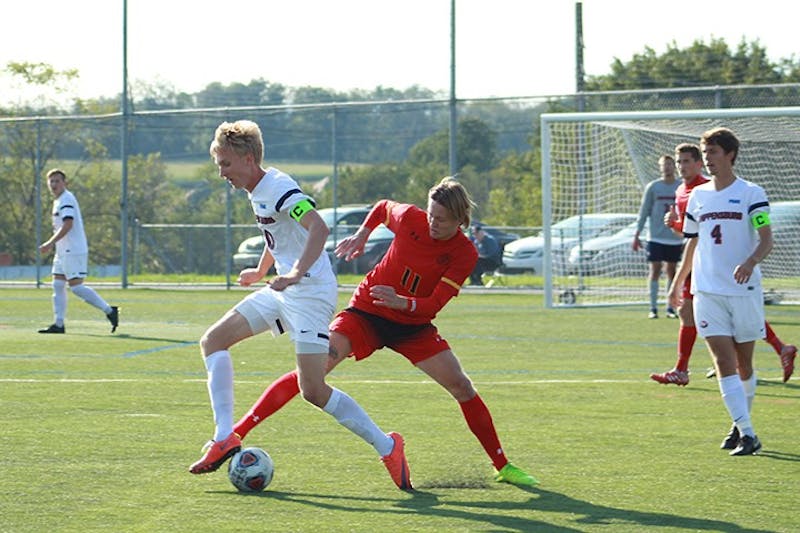 Patrick Luebben was honored on Saturday as one of several seniors on the soccer squad. He has been a vocal and performance leader for the team since arriving from Germany in 2015.