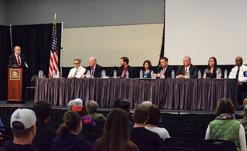 A panel of community members and government officials address the factors leading to drug abuse. The panelists answered the audience’s questions on how drugs are being spread through the state and provided suggestions of how to help drug users manage addiction.