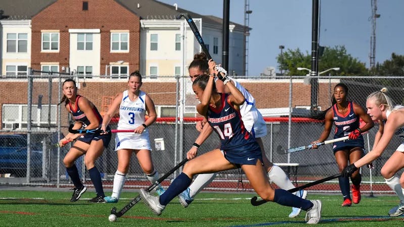 Alexa Michielsen takes a shot in the 3-1 victory over Assumption o Sept. 14.