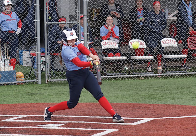 Emilee Sullivan at bat against Pace University earlier this season.