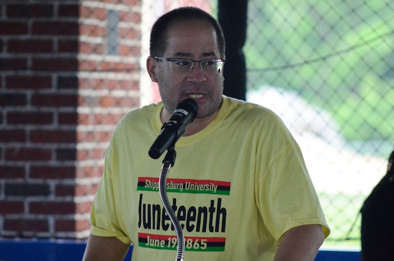 Dr. Manuel Ruiz speaking at the MSA Juneteenth Celebration following the announcement of his new position as Assistant Vice President for Inclusion and Belonging on Thursday, June 16, 2022.