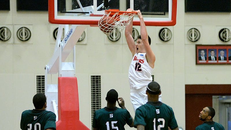 Dustin Sleva has led the Raiders this season, averaging 20.6 and 12.1 rebounds per game.