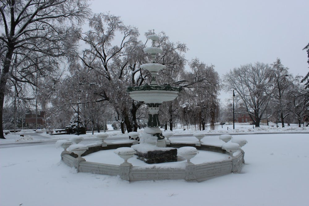 Winter blast of ice and snow passes through SU campus