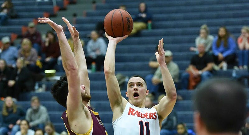 Jake Biss leads the Raiders in scoring, averaging 15.7 points per game. He has grown into one of the team’s best players on both ends of the court.