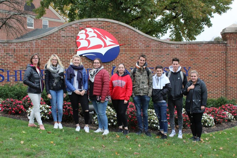 The students of families who housed SU students last summer make a visit to SU’s campus through a partnership with SU and a school in Northern France.