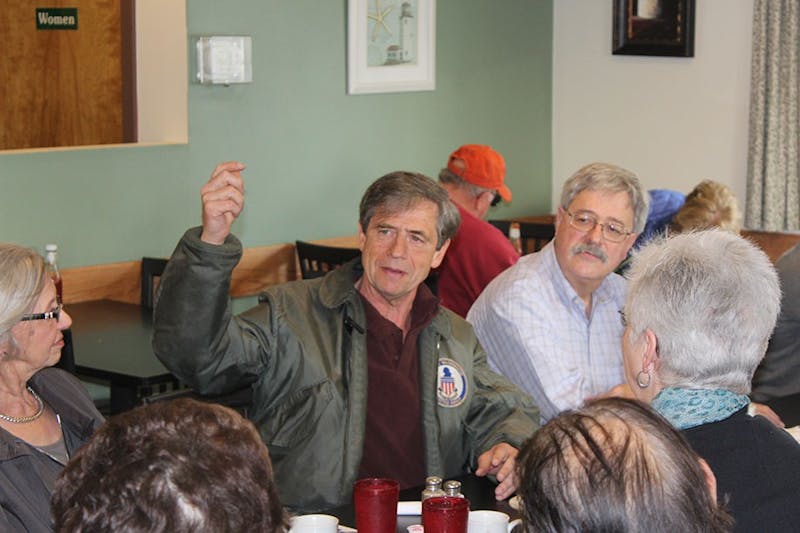 Sestak (center) first introduced his campaign and then talked about the importance of first responders.