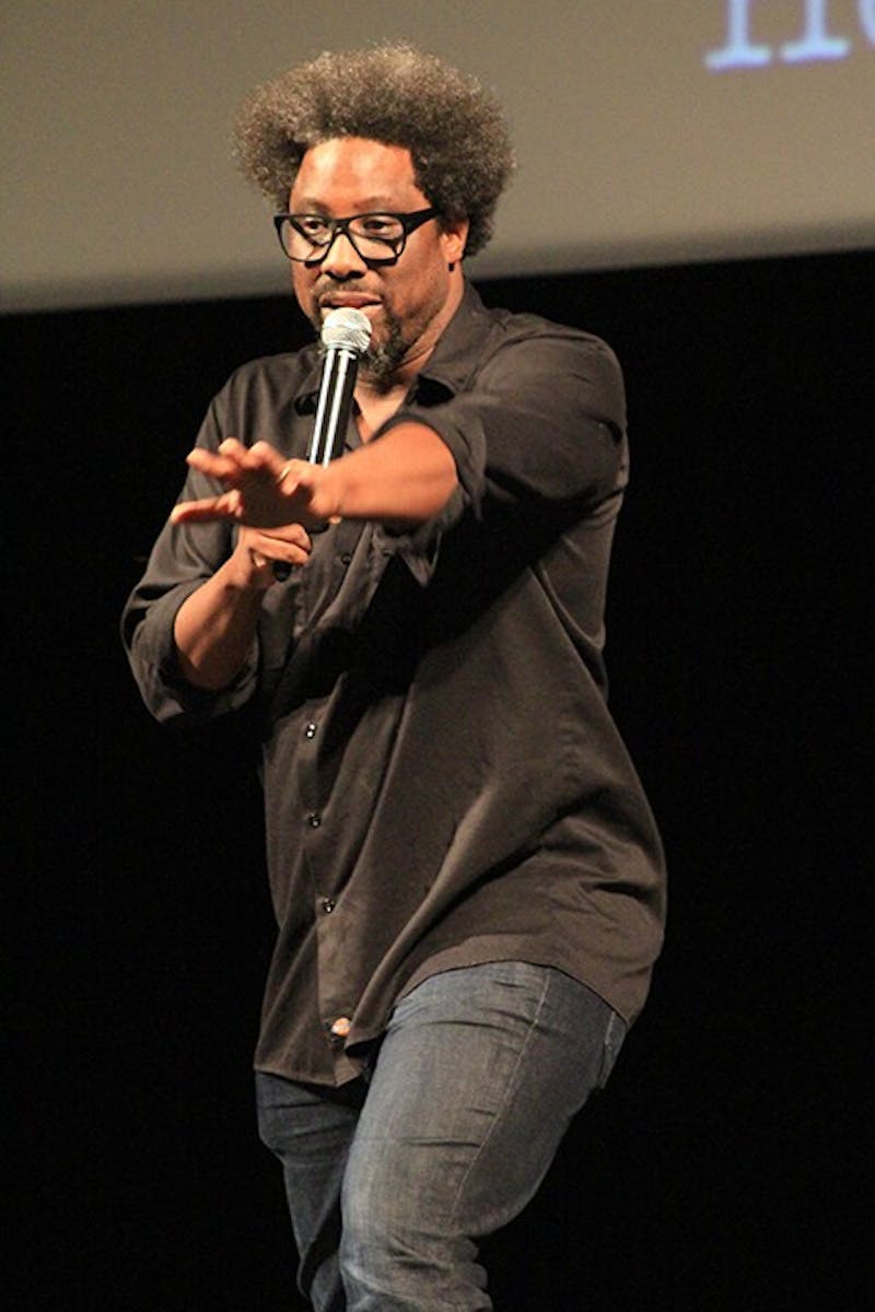 Day of Human Understanding speaker W. Kamau Bell speaks to a packed H. Ric. Luhrs Performing Arts Center audience on Wednesday evening. Bell focused his lecture on racism that still exists in today's society.