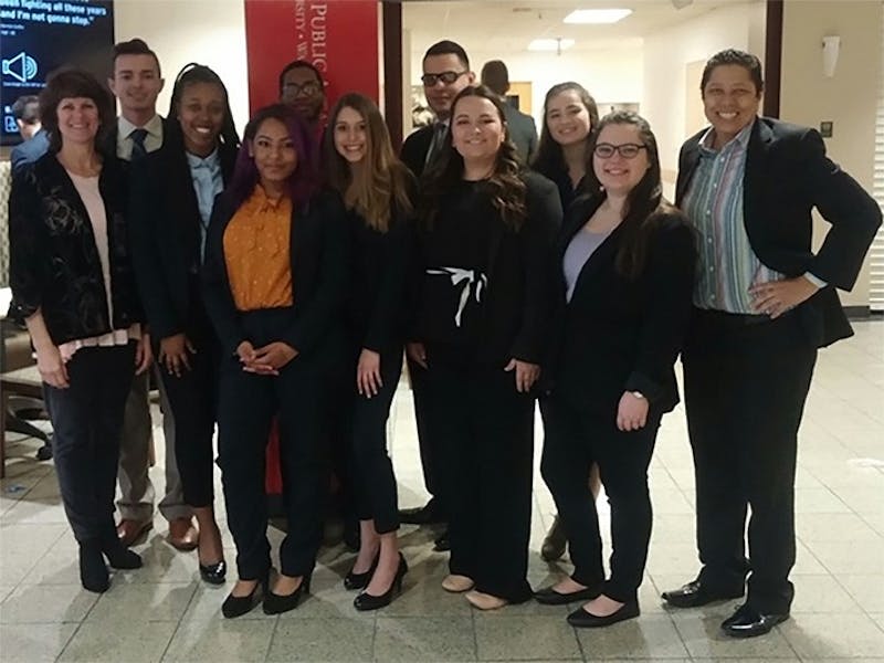 Nine members of the Robbie Oberly Mock Trial Team of Shippensburg University participated in the competition with many break-out performances.