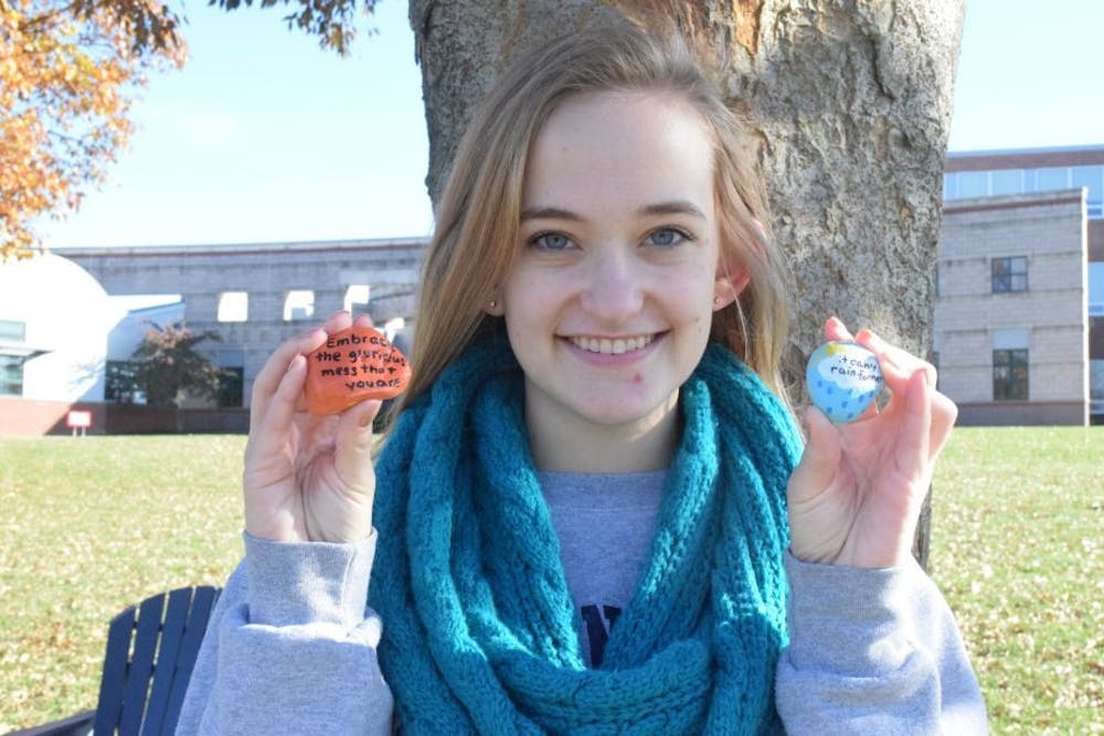 Student spreads kindness using inspirational rocks
