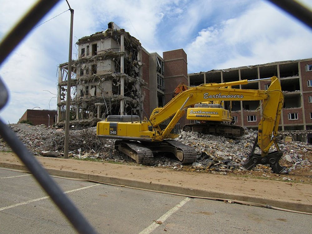 Traditional residence hall being demolished