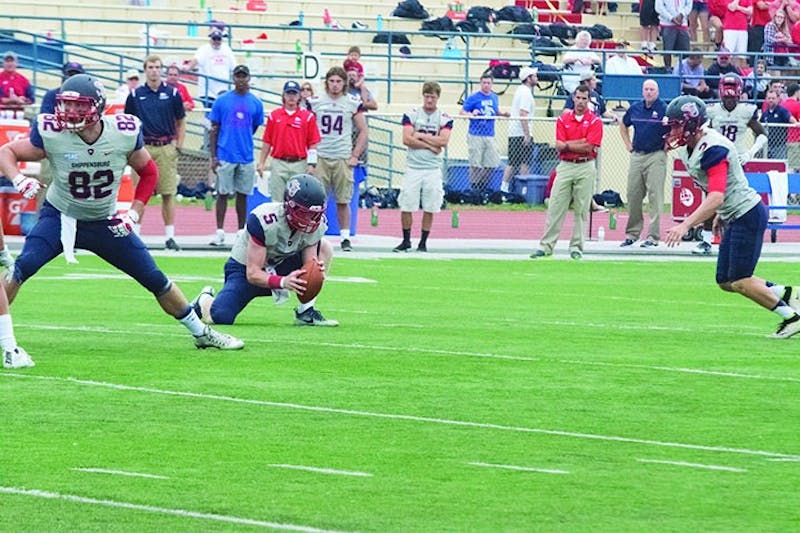 Billy Deane attempts a field goal during the 41–17 win over Clarion University on Sat, Sept.17.