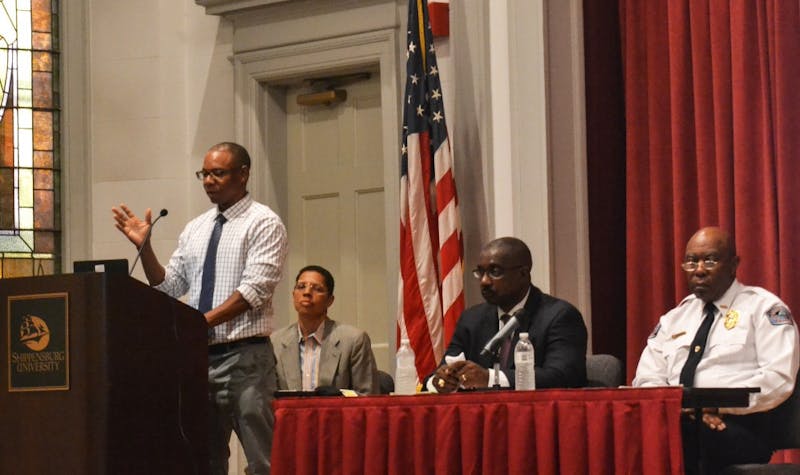 SU professors and Shippensburg Borough Police Chief Fred Scott speak to students about topics ranging from the Black Lives Matter movement to current gun violence in America.