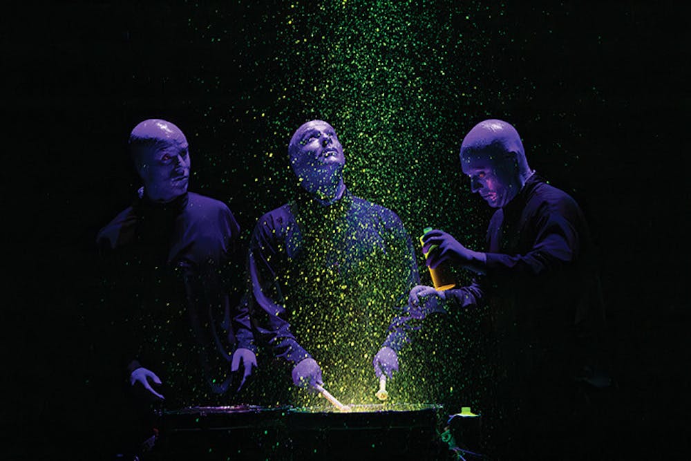 The Blue Man Group visits the Red and Blue