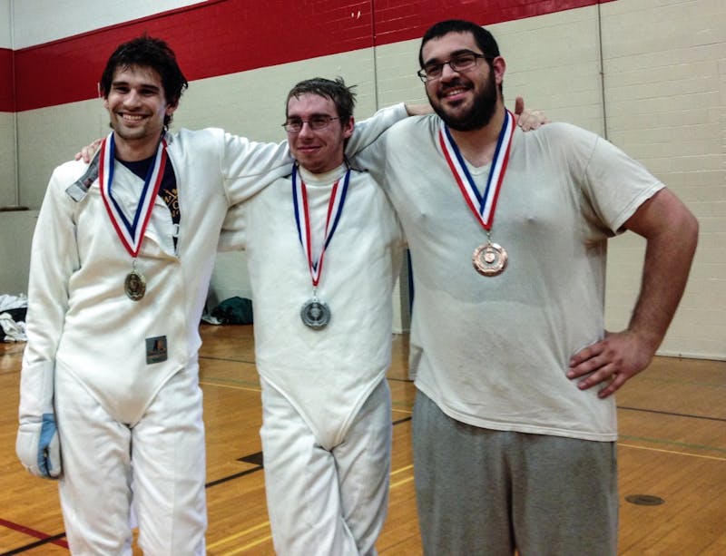 The three medalists pose for a shot together. From L to R: Matt Wallace, Scott Hoffman and Ben Hauser.