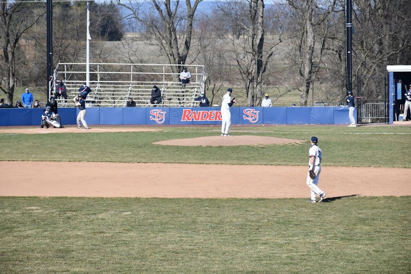 The SU baseball team plays in a game against Shepherd at Fairchild Field earlier this season. The Raiders finished their season at 17-19, being the last program to compete in a regular season contest May 7. 