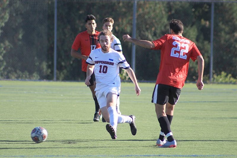 Midfielder Colin Marks was a constant threat for the Raiders, kicking off several attacking moves.