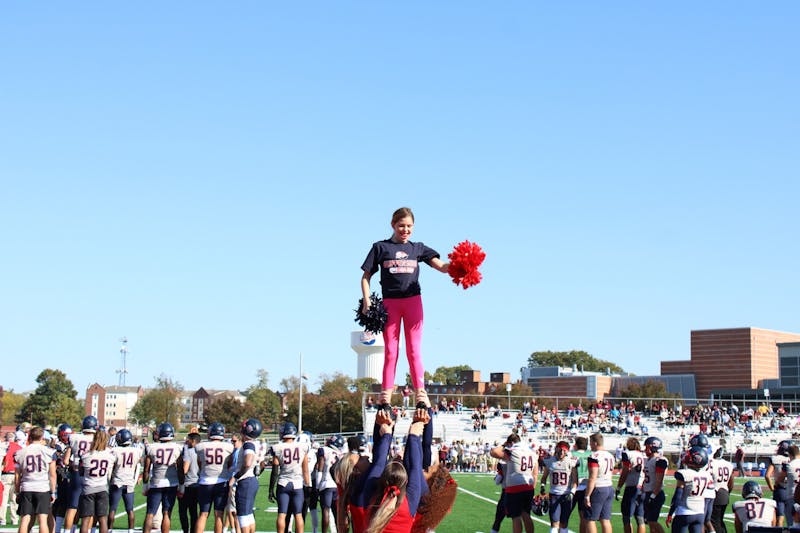 Local 10-year-old Maya Thompson was able to perform with the Shippensburg University cheerleaders at the Homecoming football game on Saturday afternoon.