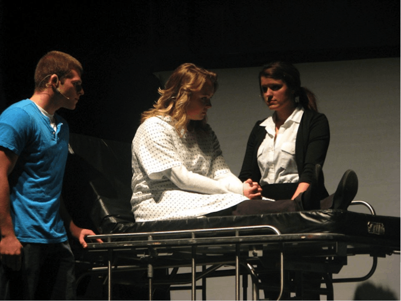 Left to right: Arden Campbell (as Gabe), Gabrielle Sheller (as Diana), and Jenifer Bedford (as Dr. Madden)