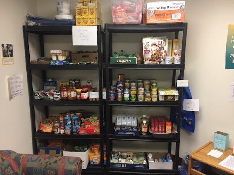 The food pantry is located in the Cora I. Grove Spiritual Center.