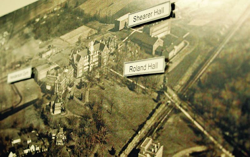 Reproduction posters, which have Rowland Hall misspelled, were unveiled for the campus community. The posters showed the history of the university.