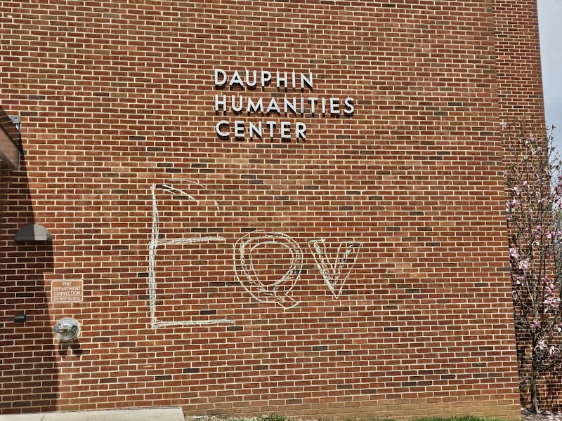Dauphin Humanities Center was one of multiple Shippensburg University buildings vandalized with the letters "EQV" written in chalk on Wednesday, April 10.