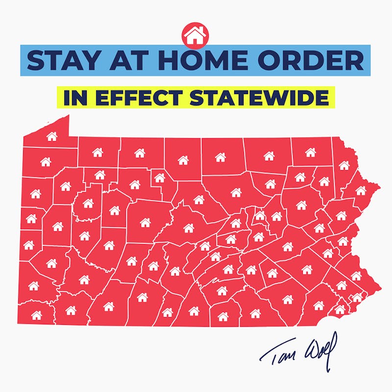 Pennsylvania Gov. Tom Wolf expanded the stay-at-home order from 33 counties to the entire state Wednesday. Photo courtesy of Gov. Wolf's Facebook page.&nbsp;