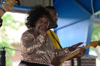 Darlene Johnson, the lead singer of Ten Karat Gold, brings the house down with a soulful rendition of 'Lady Marmalade' at the MSA Juneteenth Celebration.