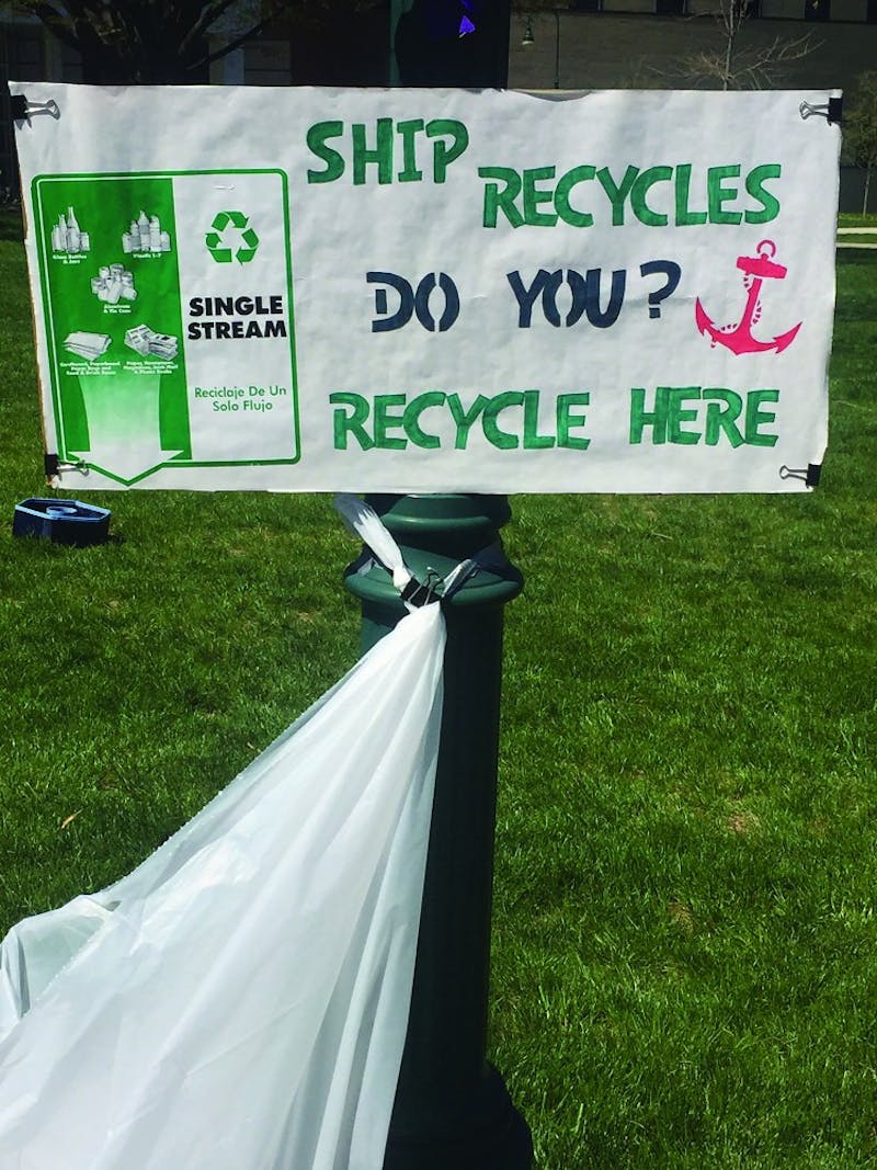 Many Students made several signs to show the different ways SU goes green on campus.