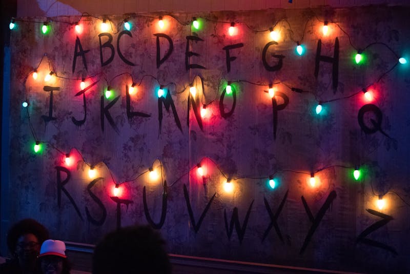 Stranger Things famous alphabet Christmas lights from season one.