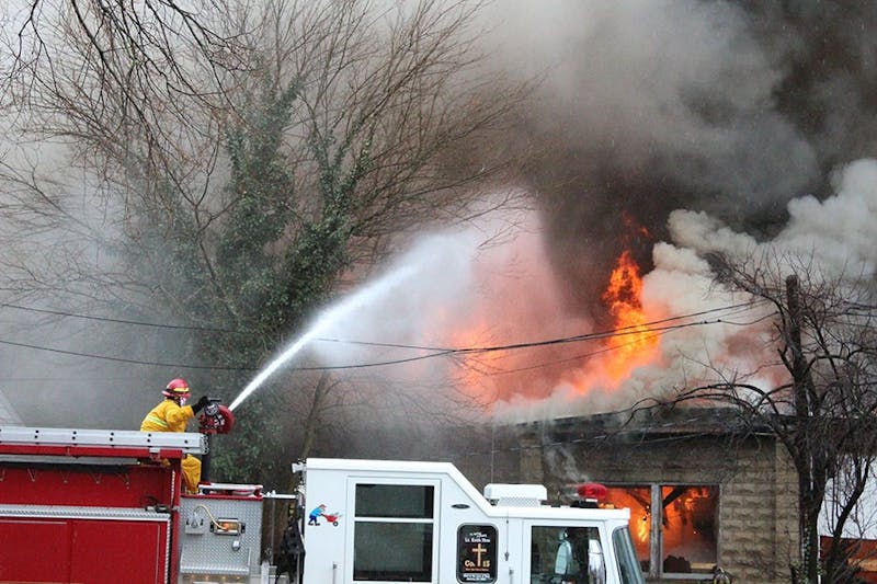 Firefighters from across the region battle to contain a blaze in downtown Shippensburg last year. With the right conditions, small fires can quickly roar into mammoth problems.