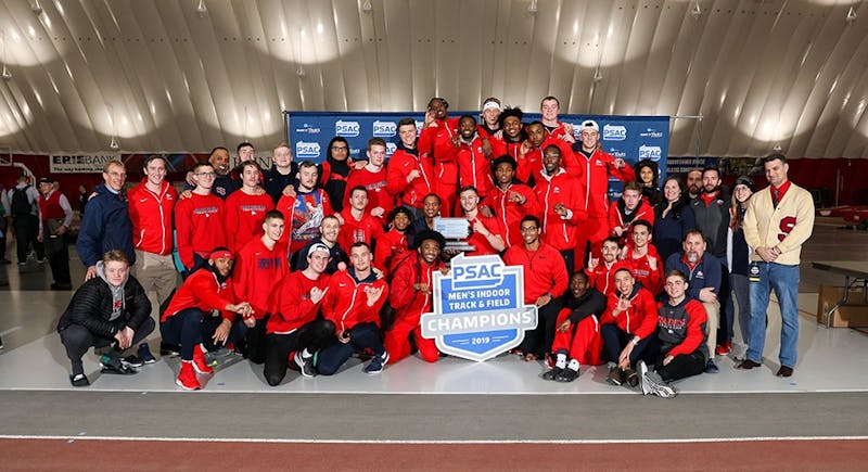 The SU track-and-field squads perform well at the conference championships, as the men claim the title and the women fall just short with a third-place finish.