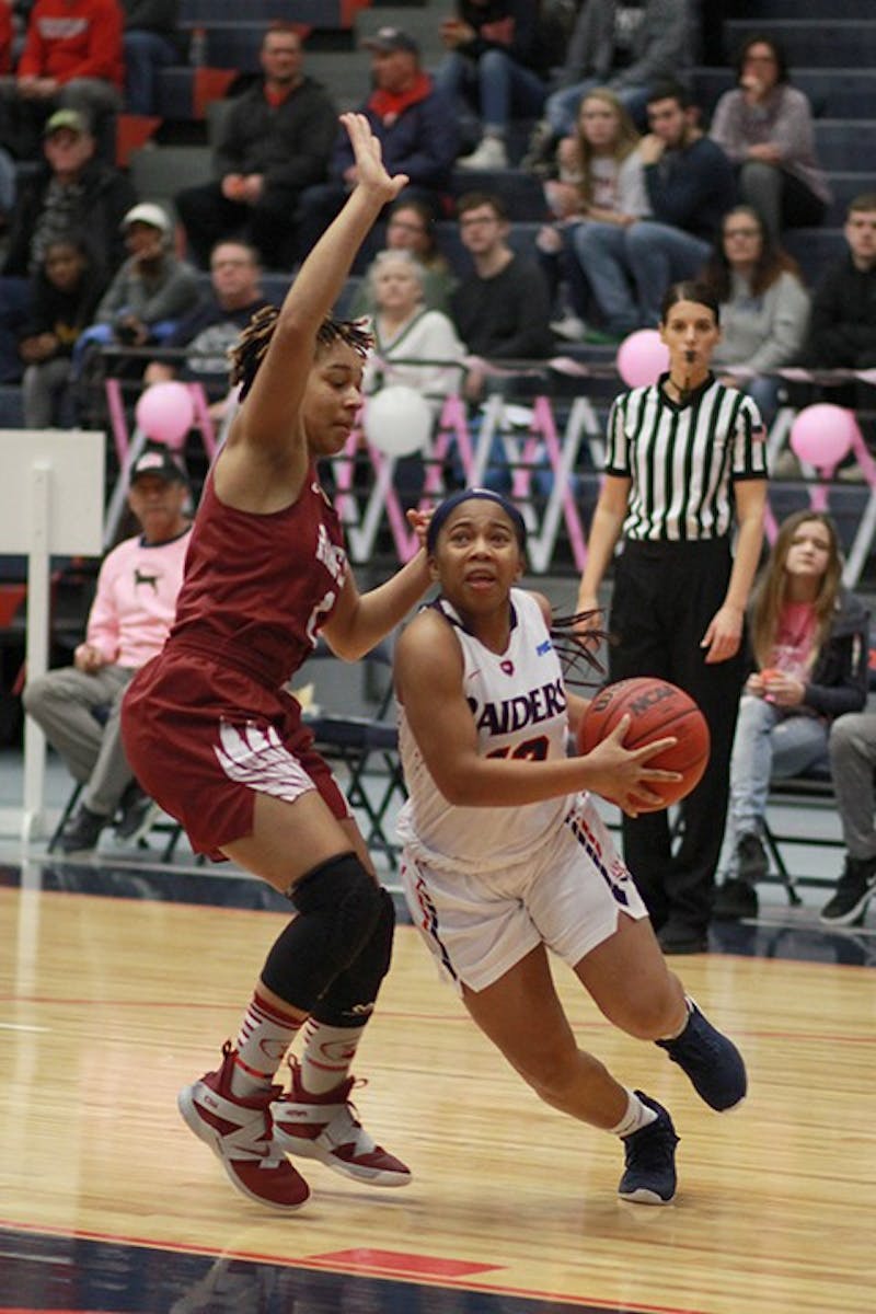 Dah’Naija Barnes drives past a defender in Wednesday’s PSAC contest.