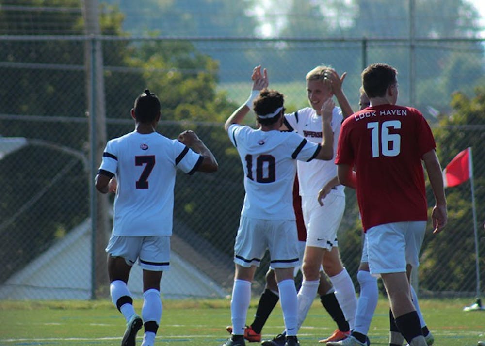 Men&rsquo;s soccer finds scoring boots: pick up first PSAC win