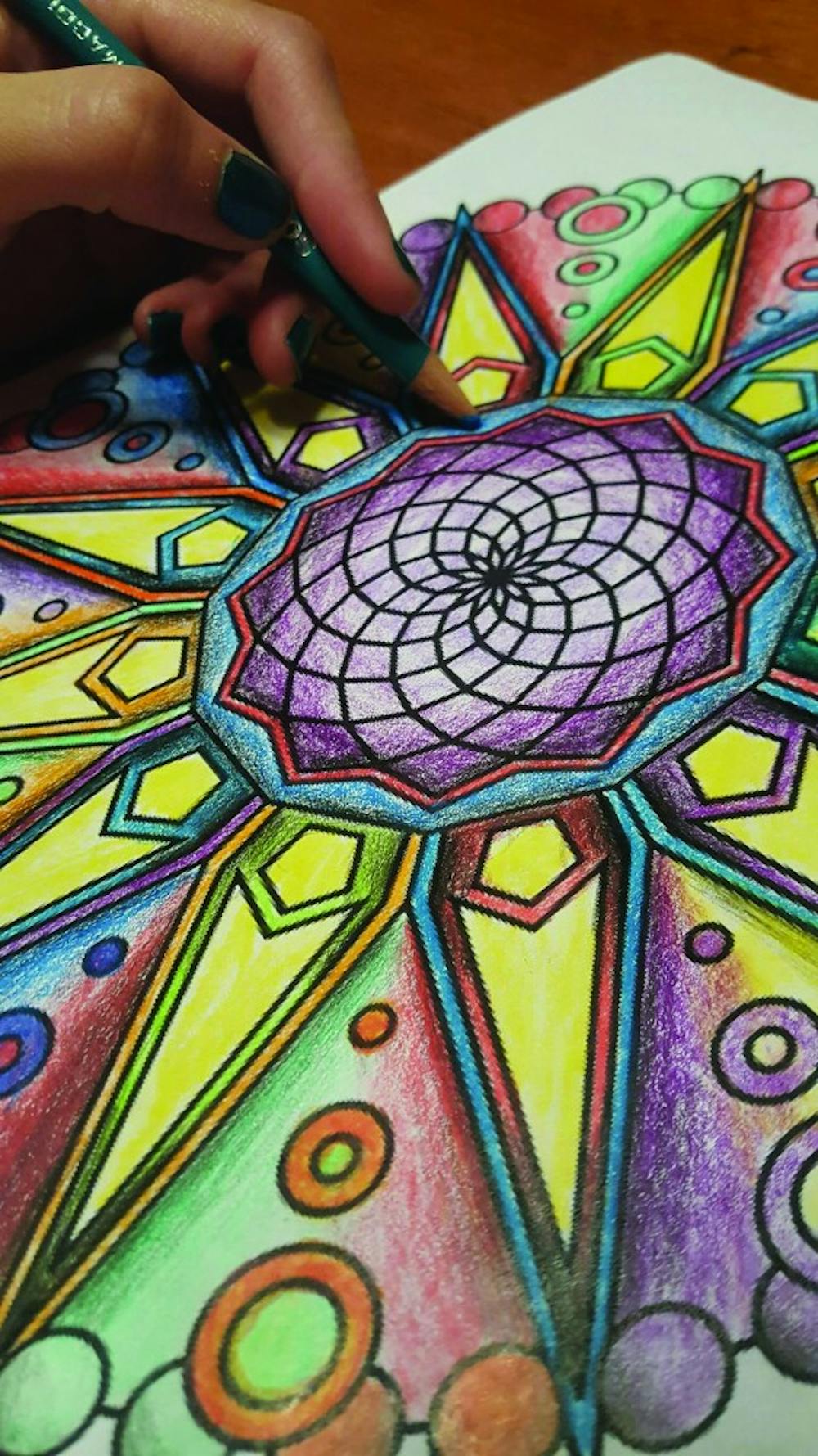 Students relieve stress with aromatherapy and coloring