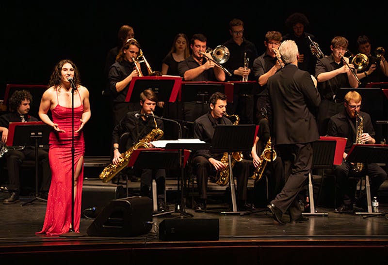 Gia Altieri singing at the Jazz Ensemble.&nbsp;