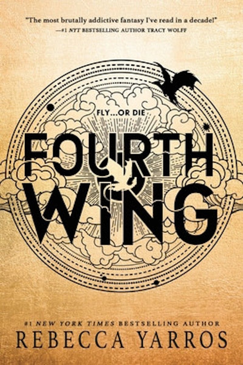 ‘Fourth Wing’ front cover by Rebecca Yarros. Yarros is a fantasy and young adult author.&nbsp;