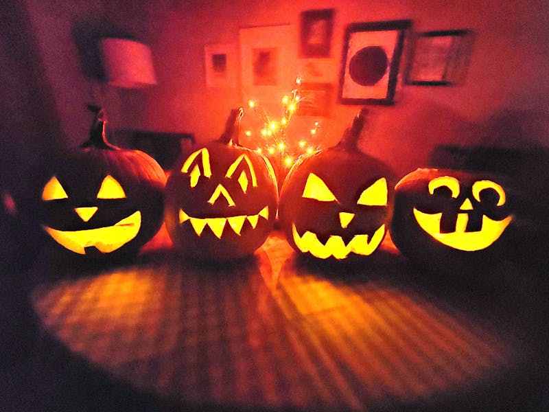 Pumpkins carved for Halloween