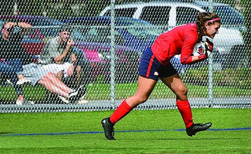 Delaney Shifflett has been crucial to the Raiders’ success this season. She made 12 saves in the team’s 2-0 loss to PSAC rival Lock Haven University.