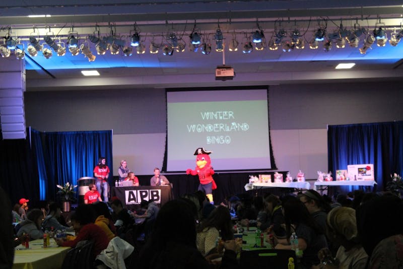 Big Red makes an appearance during the winter wonderland bingo on Friday night as part of the “Where’s Big Red” weekend hosted by APB.&nbsp;