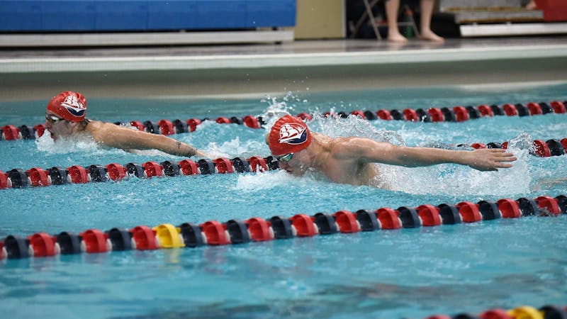 The SU men’s swim team competes in one of the butterfly events held virtually Saturday -- the first meet of the season at Donald N. Miller Pool.
