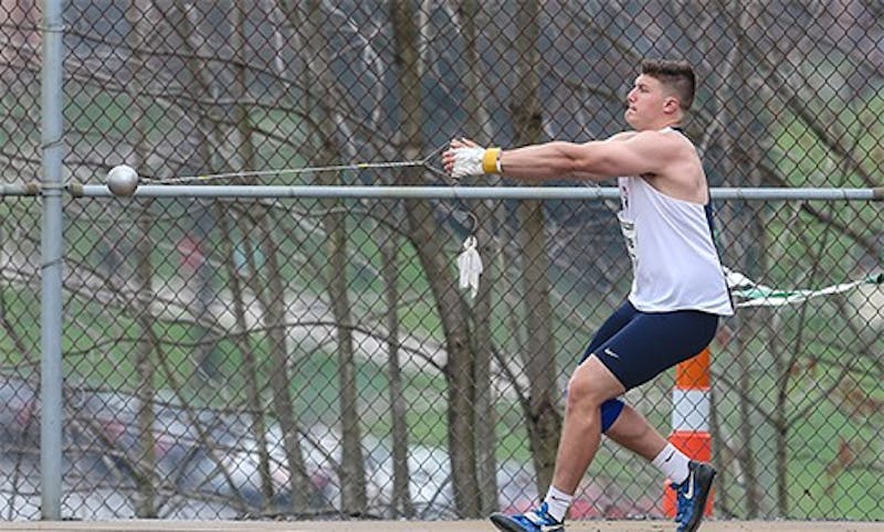 Cam Strohe is one of several Raiders who satisfied conference standards. He earned two personal records in the hammer and the shot put for PSAC qualifiers.