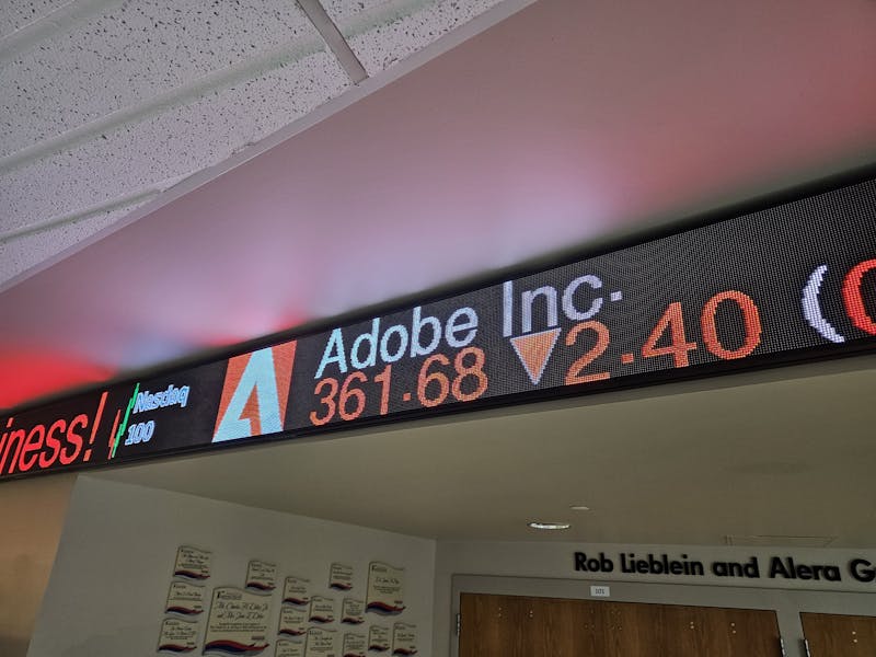 A Stock Ticker in Grove Hall shows updated prices.