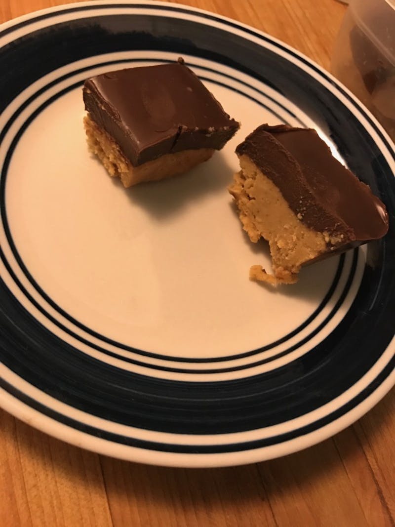 Ship Life Editor Yvette Betancourt quickly puts together peanut butter squares.